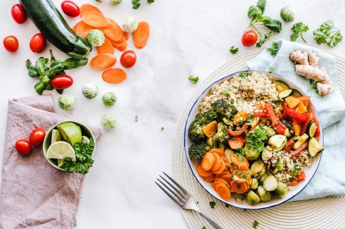 a plate of vegan food